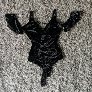 Black velvet bodysuit